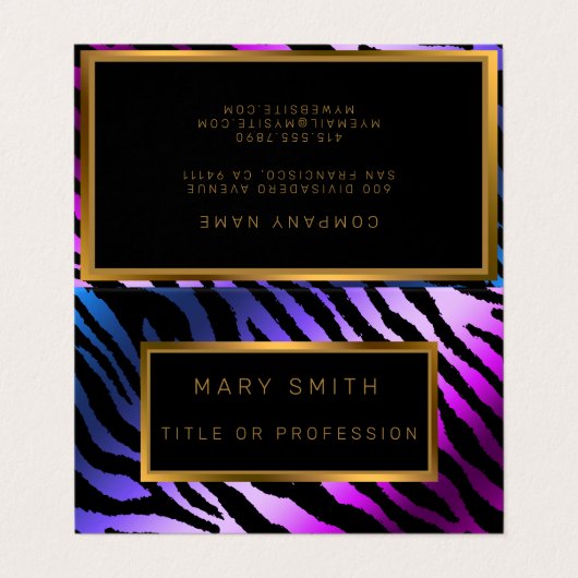 高級モダンシルバーパープルタイガーあなたのテキストを追加 名刺 (外部フラット)