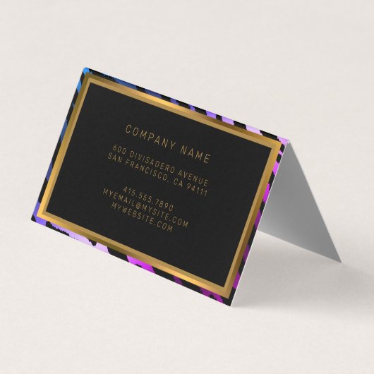 高級モダンシルバーパープルタイガーあなたのテキストを追加 名刺 (裏面)