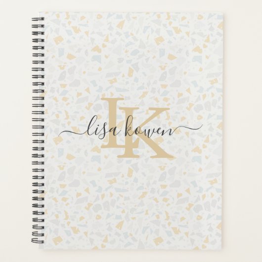 高級モダンスクリプトタイプ付きモノグラム | Terrazzo プランナー手帳 (正面)