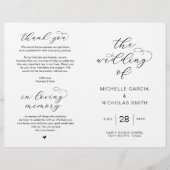 高級モダンスクリプト、折り畳み可能結婚式 プログラム (正面)