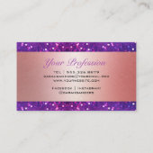 高級モダントレンディーピンクガーリーパープルグリッター 名刺 (裏面)