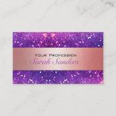 高級モダントレンディーピンクガーリーパープルグリッター 名刺 (正面)