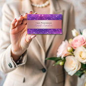 高級モダントレンディーピンクガーリーパープルグリッター 名刺