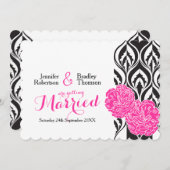 高級モダンピンクのカーネーション結婚式招待状 招待状 (正面/裏面)