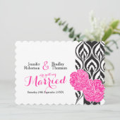 高級モダンピンクのカーネーション結婚式招待状 招待状 (スタンド正面)