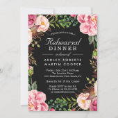 高級モダンピンクフローラのリハ結婚ーサルディナー 招待状 (正面)