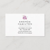 高級モダンピンク水彩花と葉 名刺 (裏面)