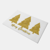 高級モダンフェスティバルの木の金ゴールドと白 ドアマット (アングル)