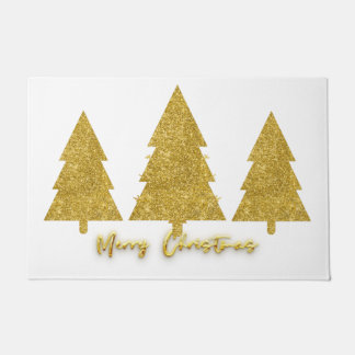 高級モダンフェスティバルの木の金ゴールドと白 ドアマット