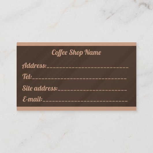 高級モダンフリーチョコレートマーブルコーヒー 名刺 (裏面)