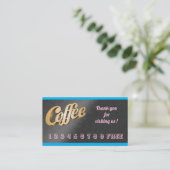 高級モダンフリーブルーシルバーコーヒー 名刺 (スタンド正面)