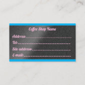 高級モダンフリーブルーシルバーコーヒー 名刺 (裏面)