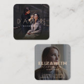 高級モダンプロフェッショナル金ゴールド抽象芸術2枚の写真 スクエア名刺 (正面/裏面)