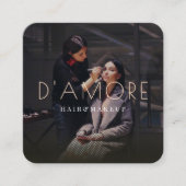 高級モダンプロフェッショナル金ゴールド抽象芸術2枚の写真 スクエア名刺 (正面)