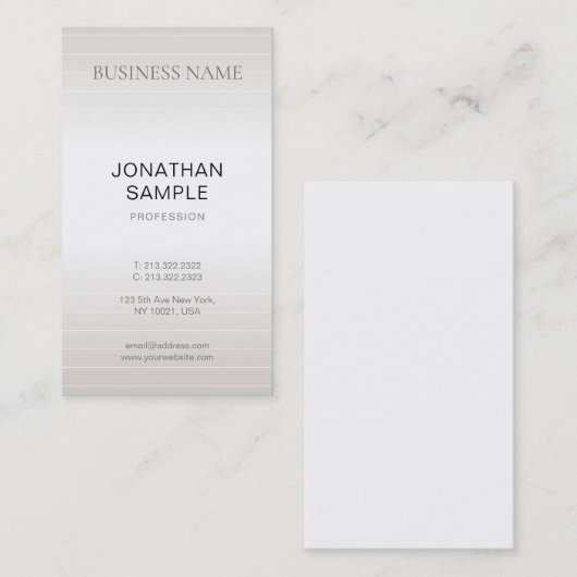 高級モダンミニマエレガントリスト平銀フェイク銀 名刺 (正面/裏面)