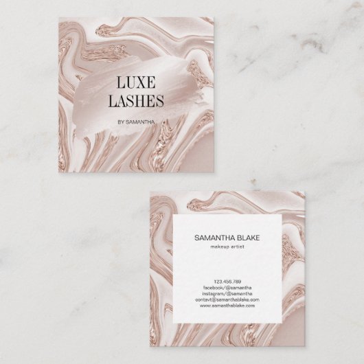 高級モダンメイク美容師まばゆみ化粧品 スクエア名刺 (正面/裏面)