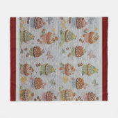 高級モダンヴィンテージフローラケーキ フリースブランケット (正面(横))