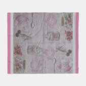 高級モダンヴィンテージフローラケーキ フリースブランケット (正面(横))