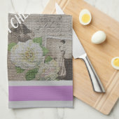 高級モダンヴィンテージフローラバラ キッチンタオル (四つ折り)