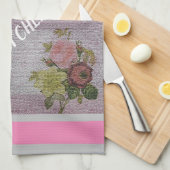 高級モダンヴィンテージフローラバラ キッチンタオル (四つ折り)