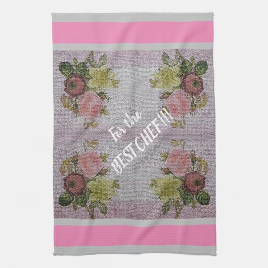 高級モダンヴィンテージフローラバラ キッチンタオル (縦)