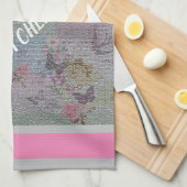 高級モダンヴィンテージフローラバラ キッチンタオル (四つ折り)