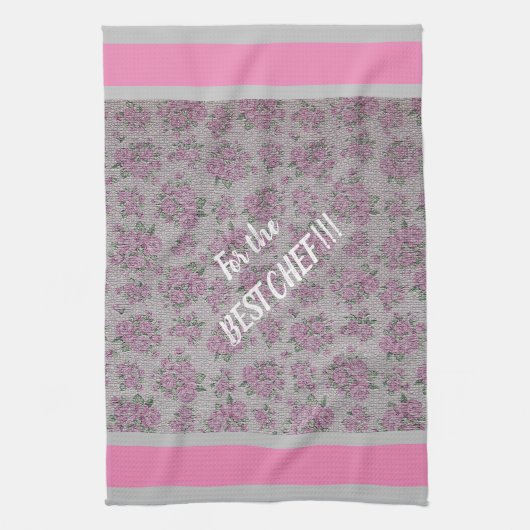 高級モダンヴィンテージフローラバラ キッチンタオル (縦)