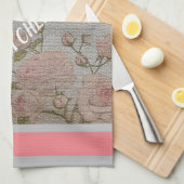 高級モダンヴィンテージフローラバラ キッチンタオル (四つ折り)