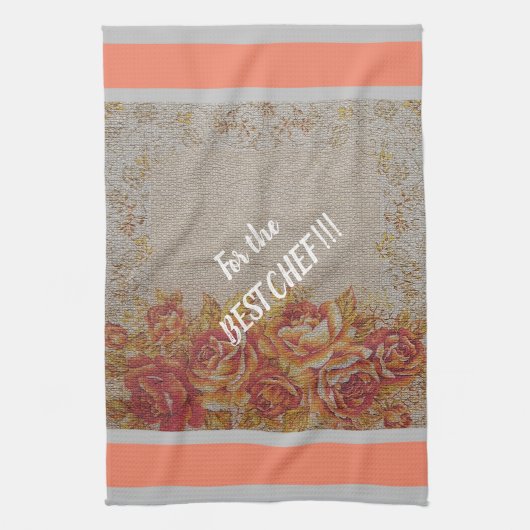 高級モダンヴィンテージフローラバラ キッチンタオル (縦)
