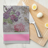 高級モダンヴィンテージフローラバラ キッチンタオル (四つ折り)