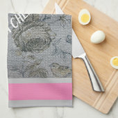 高級モダンヴィンテージフローラバラ キッチンタオル (四つ折り)
