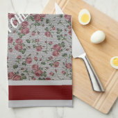 高級モダンヴィンテージフローラバラ キッチンタオル (四つ折り)