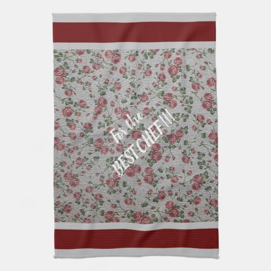 高級モダンヴィンテージフローラバラ キッチンタオル (縦)