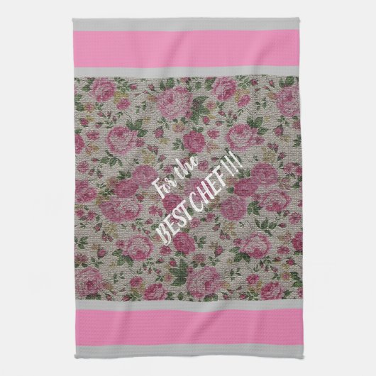 高級モダンヴィンテージフローラバラ キッチンタオル (縦)