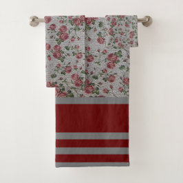 高級モダンヴィンテージフローラバラ バスタオルセット