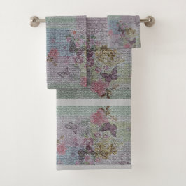 高級モダンヴィンテージフローラバラ バスタオルセット