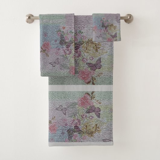 高級モダンヴィンテージフローラバラ バスタオルセット (インサイチュ)