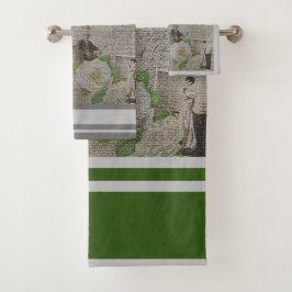 高級モダンヴィンテージフローラバラ バスタオルセット