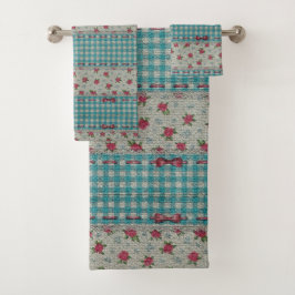 高級モダンヴィンテージフローラバラ バスタオルセット