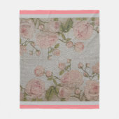 高級モダンヴィンテージフローラバラ フリースブランケット (正面)