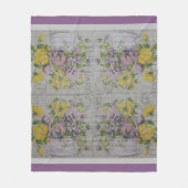 高級モダンヴィンテージフローラバラ フリースブランケット (正面)