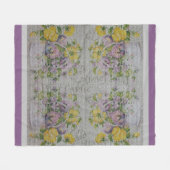 高級モダンヴィンテージフローラバラ フリースブランケット (正面(横))