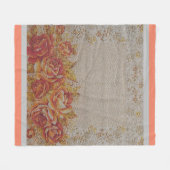 高級モダンヴィンテージフローラバラ フリースブランケット (正面(横))