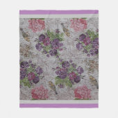 高級モダンヴィンテージフローラバラ フリースブランケット (正面)