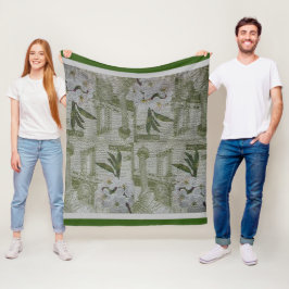 高級モダンヴィンテージフローラバラ フリースブランケット