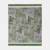 高級モダンヴィンテージフローラバラ フリースブランケット (正面)