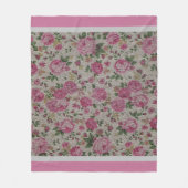 高級モダンヴィンテージフローラバラ フリースブランケット (正面)