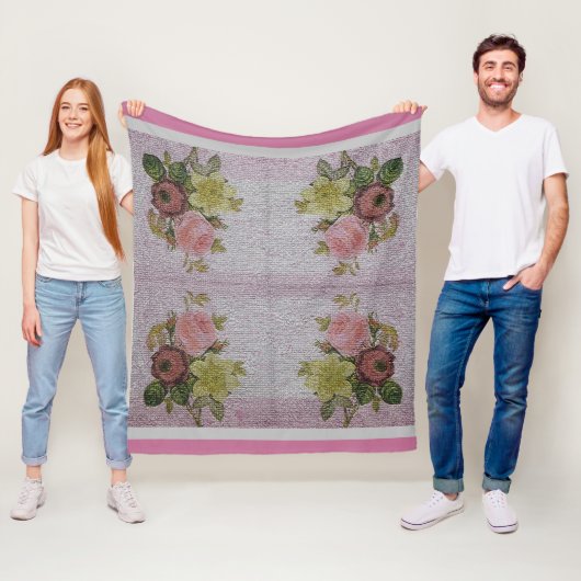 高級モダンヴィンテージフローラバラ フリースブランケット (インサイチュ)