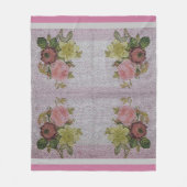 高級モダンヴィンテージフローラバラ フリースブランケット (正面)