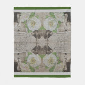 高級モダンヴィンテージフローラバラ フリースブランケット (正面)
